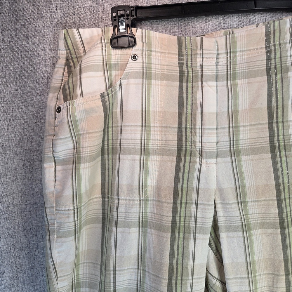 French Laundry Sport 90s Womens 10 Cropped Y2K Beachy Pants Green Plaid Preppy